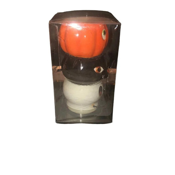 HALLMARK Stackable Halloween Set Votive Candle Holder Skeleton Black Cat Pumpkin - Picture 8 of 9